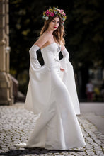 Load image into Gallery viewer, Wedding dress, satin, sleeves, corset, haute courure, designer