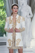 Load image into Gallery viewer, Ewa Stepaniuk Couture, Wedding, evening, ivory jacket gold lace, gold lace dress, stunning, gown, haute couture, designer, exclusive, luxury, Swarovski crystals,  luxurious wedding, Platinum Palace Hotel Wrocław
