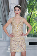 Cargar imagen en el visor de la galería, Ewa Stepaniuk Couture, Wedding, evening,  gold lace dress, stunning, gown, haute couture, designer, exclusive, luxury
