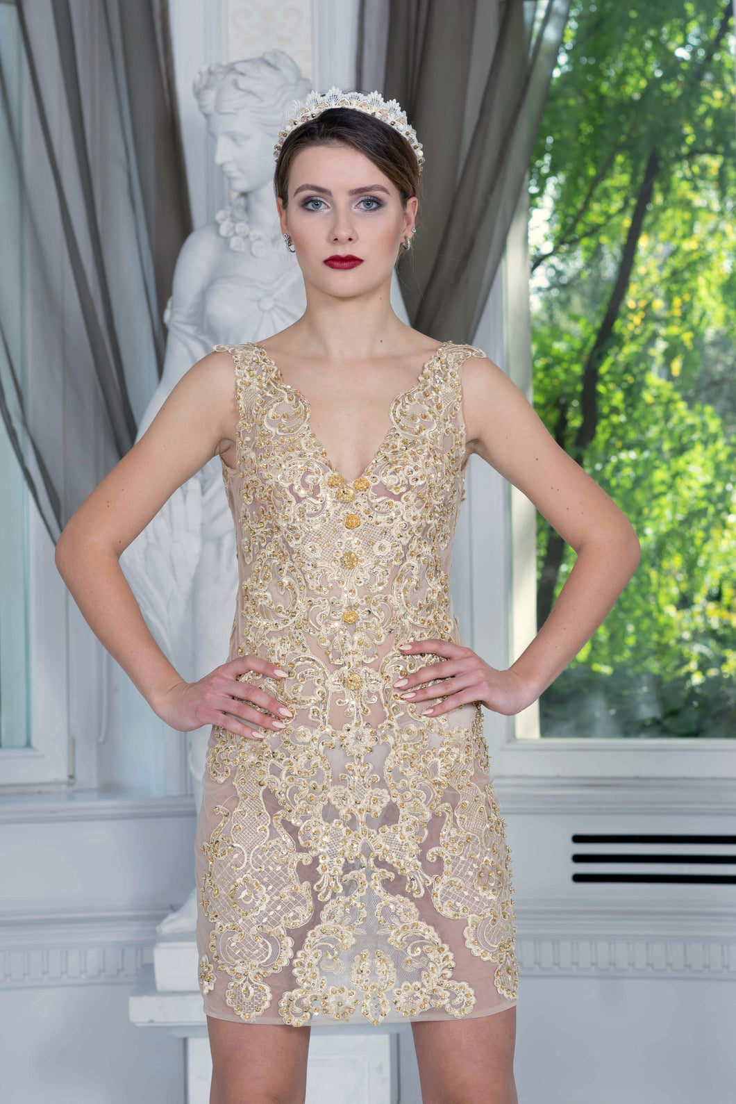 Ewa Stepaniuk Couture, Wedding, evening,  gold lace dress, stunning, gown, haute couture, designer, exclusive, luxury