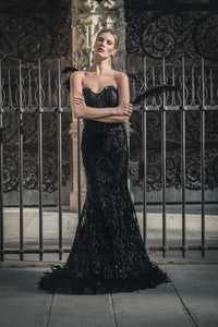 Ewa Stepaniuk red black evening dress, designer, corset, red dress, sexy, lace, deep cut, dolce&gabbana, haute coture, versace, fashion, Alexander McQueen, dior, chanel
