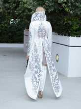 Load image into Gallery viewer, Ewa Stepaniuk Couture, Wedding, evening, coat, dress, white, ivory, lace, lace, silver, stunning, gown, haute couture, designer, exclusive, luxury, tail coat